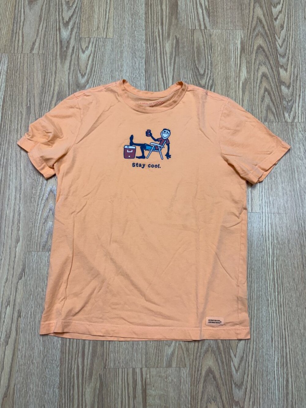 Life is Good Men's T-Shirt Orange "Stay Cool" Short Sleeves Size Medium
